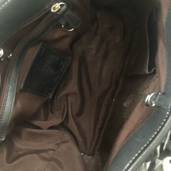 Coach purse black authentic with black and gray scarf - Picture 6 of 10